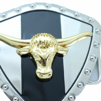 Men silver metal cowboy western belt buckle texas lone horn cow gold bull casual