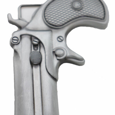 Men silver metal fashion belt buckle biker handgun revolver gun street hood bold