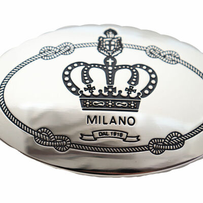 Men silver metal fashion belt buckle king crown cross religious oval milano it