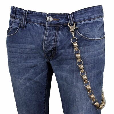 Men wallet chain rocker dudes strong gold metal key ring skull biker trucker