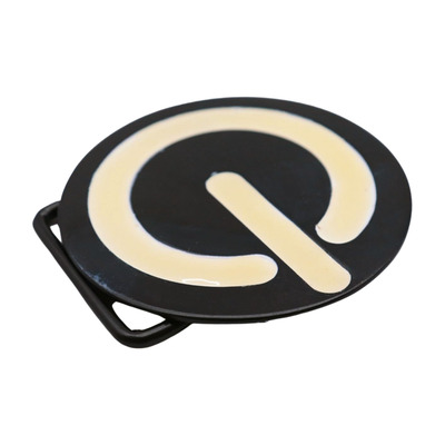 Men women belt buckle emoji black color metal power button on off school work