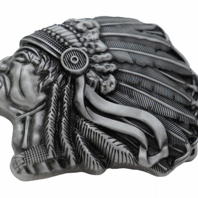 Men women dark silver metal buckle native american indian head cowboys fashion