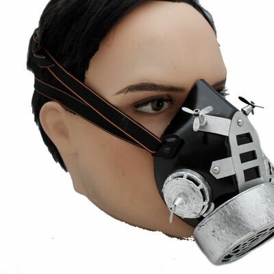 Men women face black silver costume gas mask steampunk futuristic nuke halloween