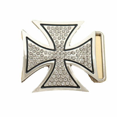 Men women fashion belt buckle silver metal western cross religious dressy look