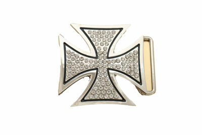 Men Women Fashion Belt Buckle Silver Metal Western Cross Religious Dressy Look