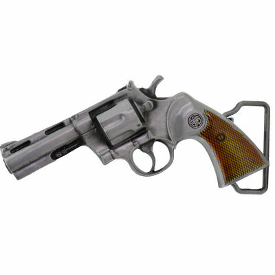 Men women fashion jewelry belt buckle silver metal gun revolver biker trucker