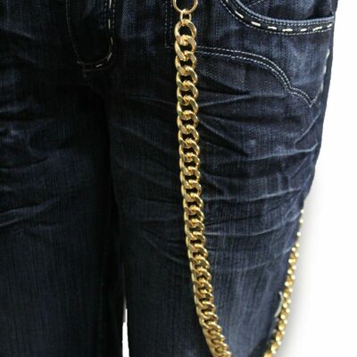 Men women gold long wallet chain metal punk style key biker chunky links