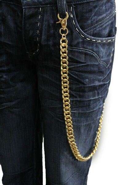 Men Women Gold Long Wallet Chain Metal Punk Style Key Biker Chunky Links