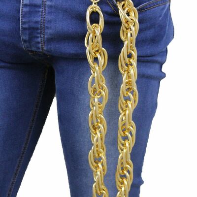 Men women gold metal wallet chain jeans multiple chunky thick links strand biker