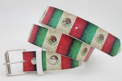 Men Women Mexico Flag Mexican Color Red Green White Fashion Belt Size Small