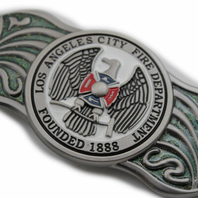 Men women silver belt buckle extra lon los angeles la fire department 1888