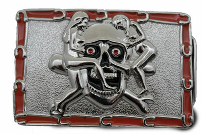 Men Women Silver Belt Buckle Skull Skeleton Bone Pirate Halloween Sexy Ladies 