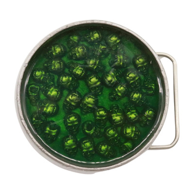 Men women silver metal belt buckle skulls biker fashion green motorcycle rocker