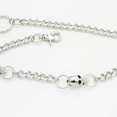 Men women silver metal link wallet chain keychain punk rocker skeleton skull