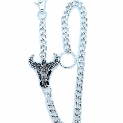 New western men silver metal wallet chain keychain bull charm fashion accessory