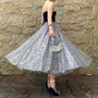 White Sequin Midi Tulle Skirt Women White Sparkly Tulle Midi Skirts Holiday Custom Plus Size Sequin Skirt-3