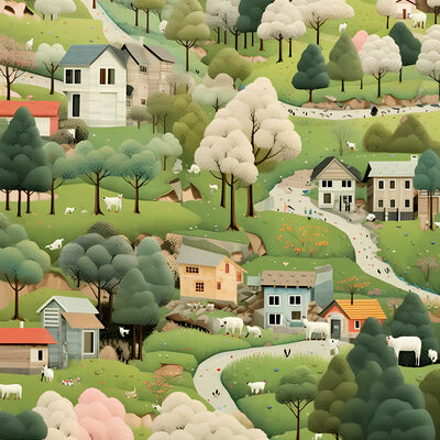 Village cross stitch pattern