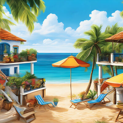 Beach resort cross stitch pattern