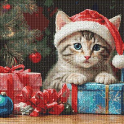 Christmas kitten cross stitch pattern