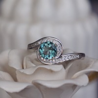Elegant Blue Tourmaline Ring 925 Sterling Silver Ring US size 6.5 for  Woman for Lady Birthday Anniversary Gift - Thumbnail 4