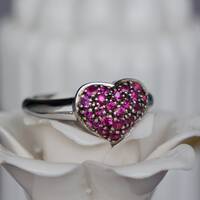 25pcs Genuine Red Ruby Heart Shape Ring 925 Sterling Silver Ring July Birthstone Gift for Birthday and Anniversary for loved ones - Thumbnail 2