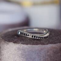 Stylish Natural Black Spinel Ring 925 Sterling Silver Ring August Birthstone US size 4 3/4  Statement Ring For Women Pinky Ring US 4.75 - Thumbnail 1