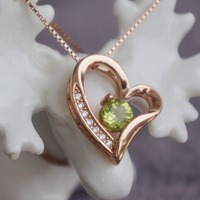 Heart Shape Pendant Natural Peridot Pendant 925 Sterling Silver Elegant Pendant Love for Women for Girlfriend - Thumbnail 2