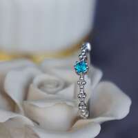 Only 1pcs- Exquisite Paraiba Color Natural Apatite Ring 925 Sterling Silver Ring Great Gift for Girls US size 6.5 or 6 1/2 - Thumbnail 4