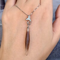 Natural Smoky Quartz Pendant 925 Sterling Silver Pendant Simple Pendant (buy 1 give 1 silver chain for free) - Thumbnail 1