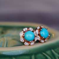 Natural Arizona Sleeping Beauty Blue Turquoise Earstuds 925 Sterling Silver Stud Earrings for Lady for Girl Beautiful Blue - Thumbnail 2