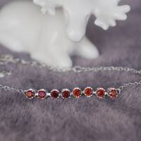 Beautiful Red Garnet Bracelet 925 Sterling Silver Chain Bracelet Gift for Anniversary for Birthday for Girls - Thumbnail 1