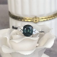 1.22ct Natural Teal Sapphire Ring 925 Sterling Silver Ring Elegant Ring for Women Gift for Girlfriend US size 6 1/4 or 6.25 - Thumbnail 3