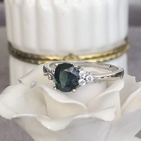 1.22ct Natural Teal Sapphire Ring 925 Sterling Silver Ring Elegant Ring for Women Gift for Girlfriend US size 6 1/4 or 6.25 - Thumbnail 4