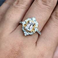 Natural Morganite Ring Octagon Shape Morganite 925 Sterling Silver Ring Classic Design Gift for Women for Girls US Size 6.5 - Thumbnail 5