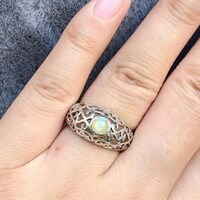 Sharp Cat Eye Effect Round Cab Natural Chrysoberyl Ring Cat's Eye Ring  Silver Ring Anniversary Birthday Gift Ring for Women US size 6.5 - Thumbnail 5