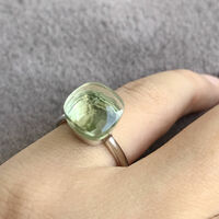Natural Prasiolit/Green Amethyst Cocktail Sterling Silver Ring Big Gemstone Ring Promise Ring Gift for Women Cool for Summer US size 5.5 - Thumbnail 6