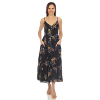 White Mark Women's V-Neck Floral Print Maxi Dress - Thumbnail 1