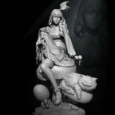 1/18 100mm 3D Print Model Kit Girl Alice Fairy Tales Unpainted