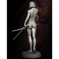 1/24 75mm Resin Cyberpunk Model Kit Nudes Beautiful Girl Swordsman Unpainted - Thumbnail 2