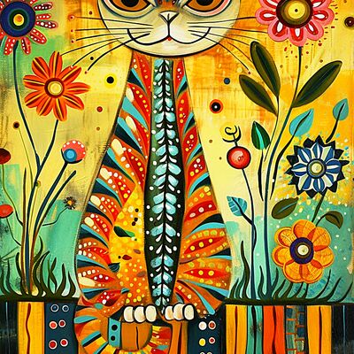 Smiling cat cross stitch pattern