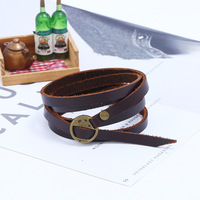 Trendy Stackable Cuff Bracelet Ajustable Genuine Leather Wrap Bracelets Jewelry for Men Women - Thumbnail 3