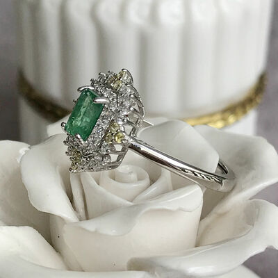Beautiful natural green emerald ring 925 sterling silver ring zambian emerald jewlery 6x4mm octagon emerald for birthday anniersary us 6