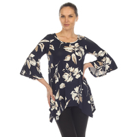 White Mark Women's Floral Bell Sleeve Top - Thumbnail 1