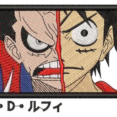 Anime machine embroidery pattern luffy gear 4 split