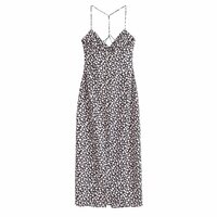 Elegant Daisy Print Sling Dress - Thumbnail 1