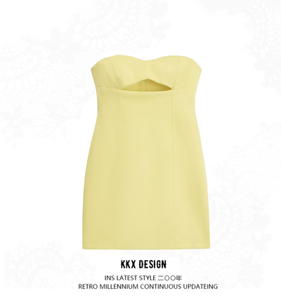 Temperament light mature tube top hollow short dress