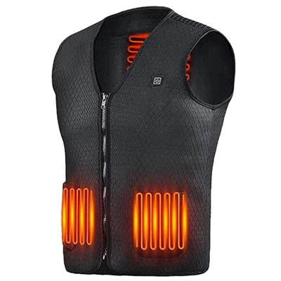 Heat jacket vest 3 heating gear adjustable usb heated vest warm heat coat vest w/ 5 heating zones for men women winter outdoor activity-black