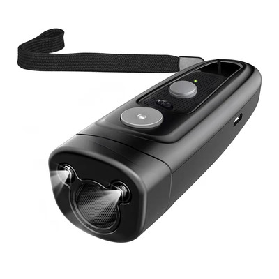 Ultrasonic dog anti-bark device 2 in 1 rechargeable barking control training tool 32ft led light 2 mode dog whistle safe for dog human-black