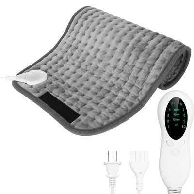 11.41x24.41in electric heating pad for back abdomen shoulder with 10 adjustable temperature smart timer setting therapy pain relief pad-gray