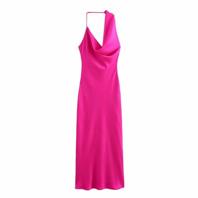 Fashion asymmetric satin dress - Thumbnail 5